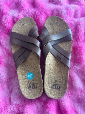 Reef Cork Footbed Crisscross Slide Sandals